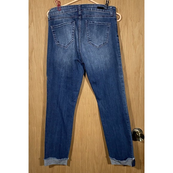 Kut From The Kloth Cropped Blue Denim Jeans Women's Sz 8 Distressed Stretch - Picture 2 of 9